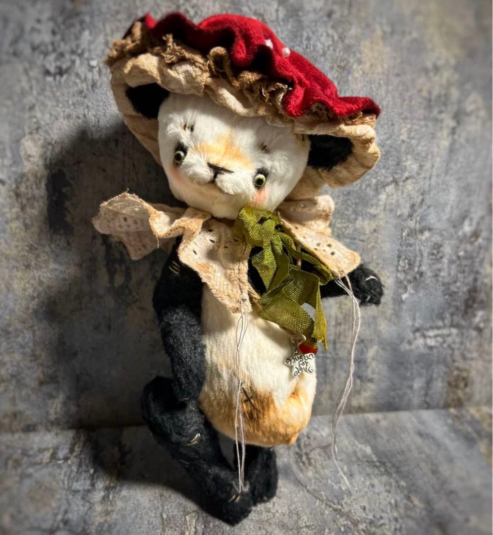 キノコ帽子がお気に入り テディベア くま パンダ 海外作家様 ぬいぐるみ