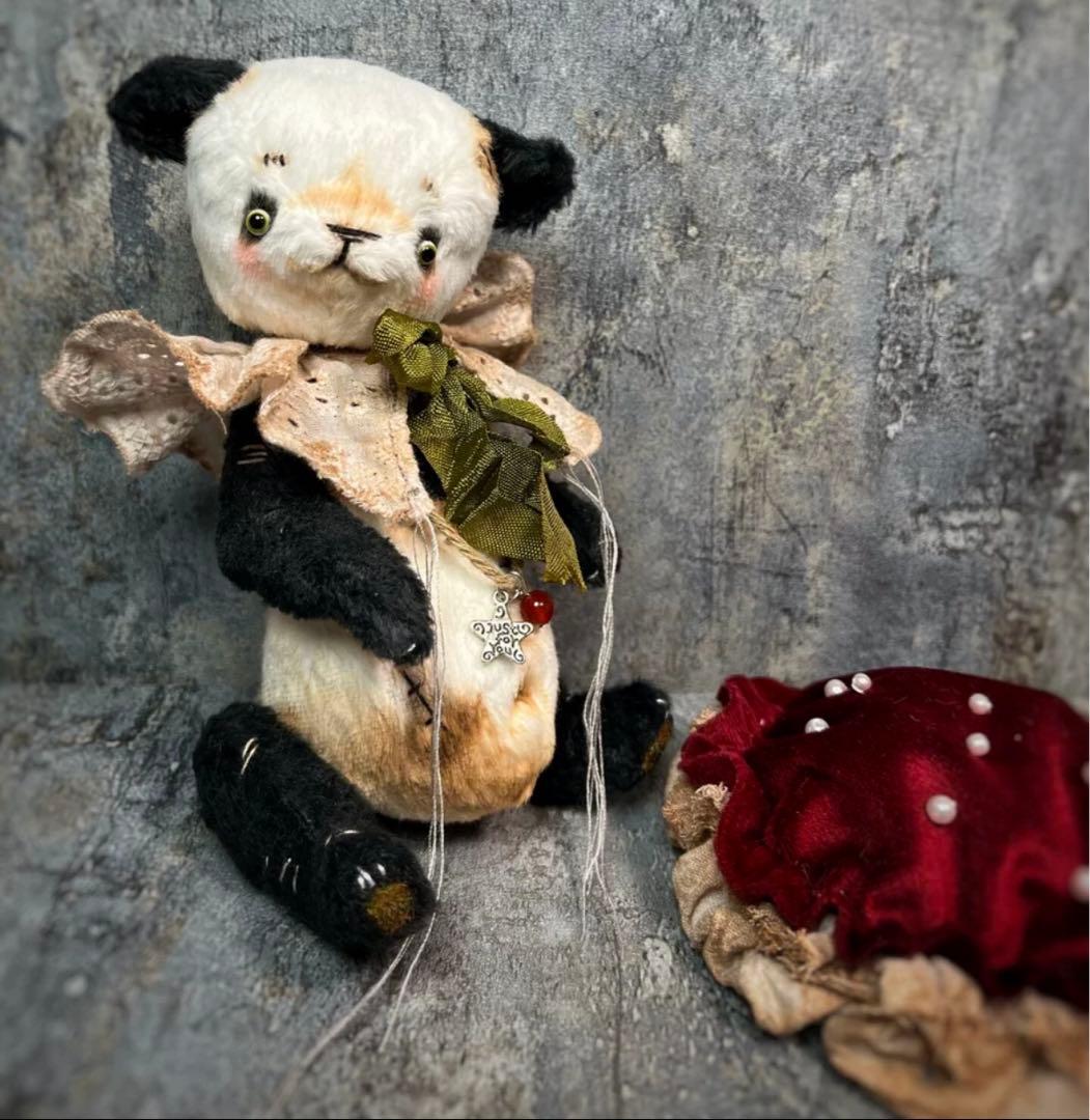 キノコ帽子がお気に入り テディベア くま パンダ 海外作家様 ぬいぐるみ