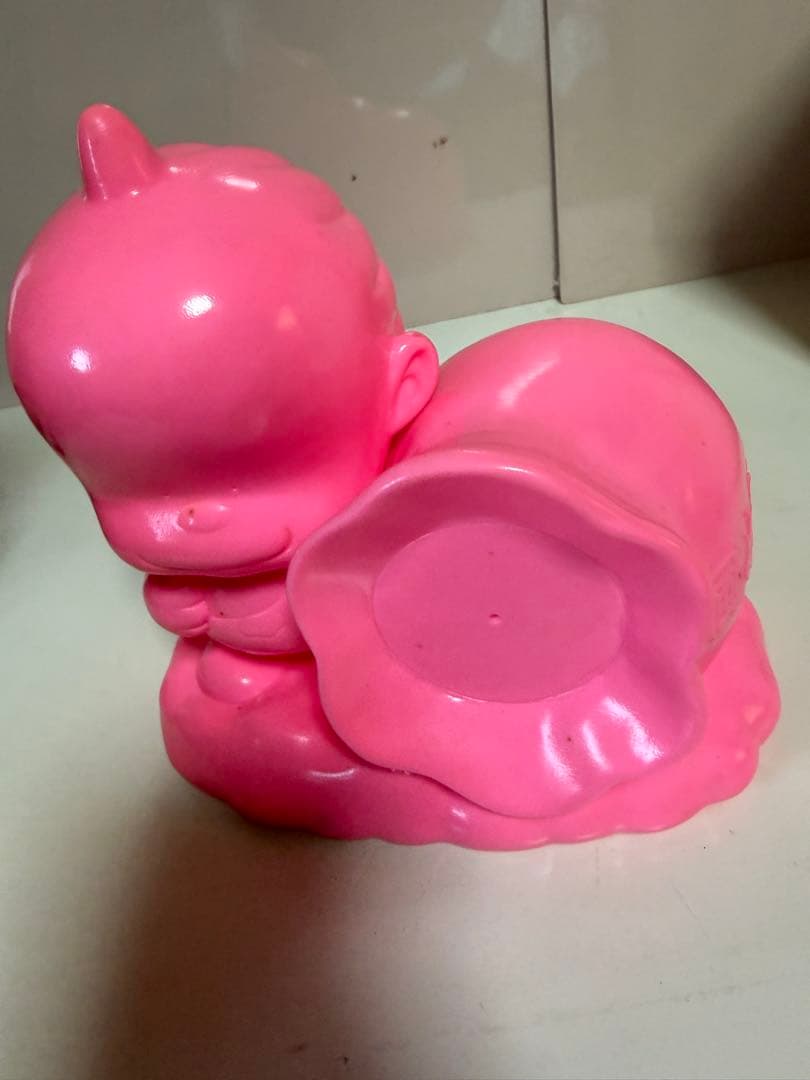 昭和レトロ 風小僧 日本製 販促ノベルティ マスコット 当時物 ピンク 箱付