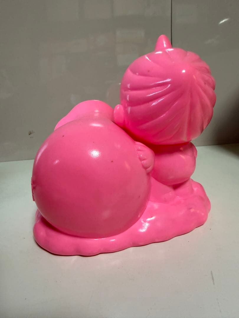 昭和レトロ 風小僧 日本製 販促ノベルティ マスコット 当時物 ピンク 箱付