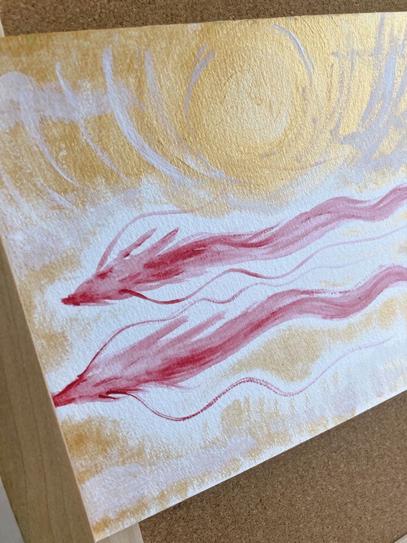 龍神様　双龍　赤龍　原画　A5サイズ