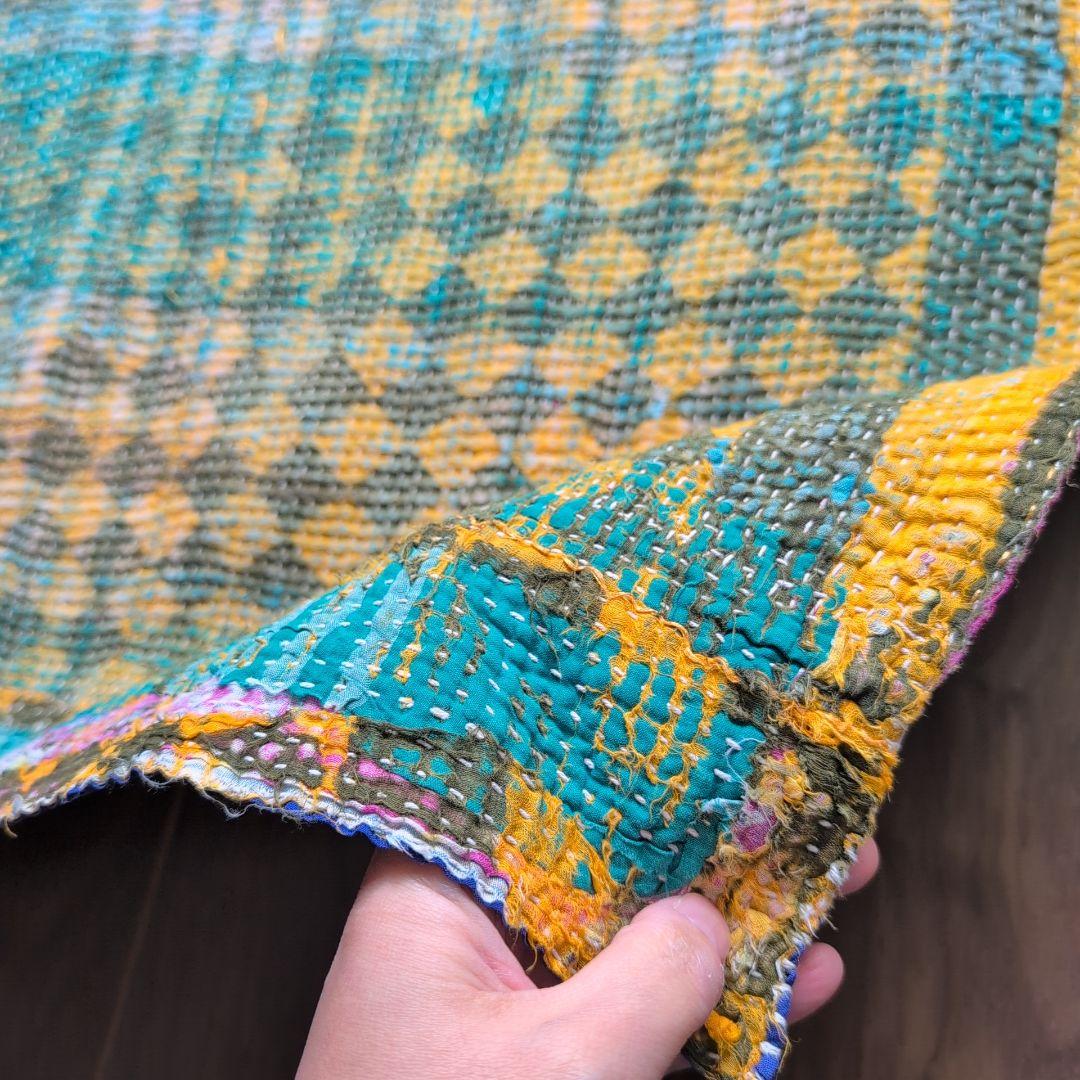 カラフルストライプ ヴィンテージカンタキルト ラリーキルト kantha 649