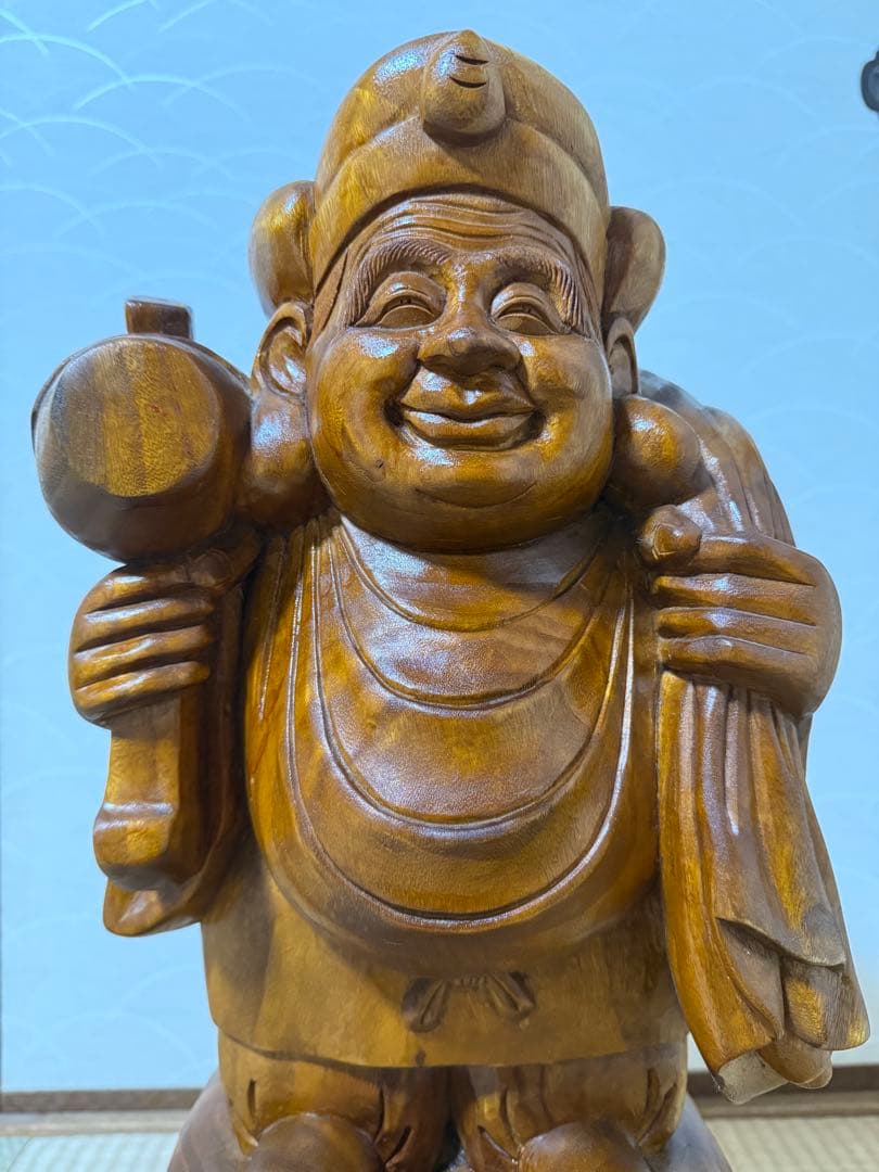 大黒天様 大黒様 木彫 彫刻 仏像 約53cm 10kg 七福神 縁起物 金運