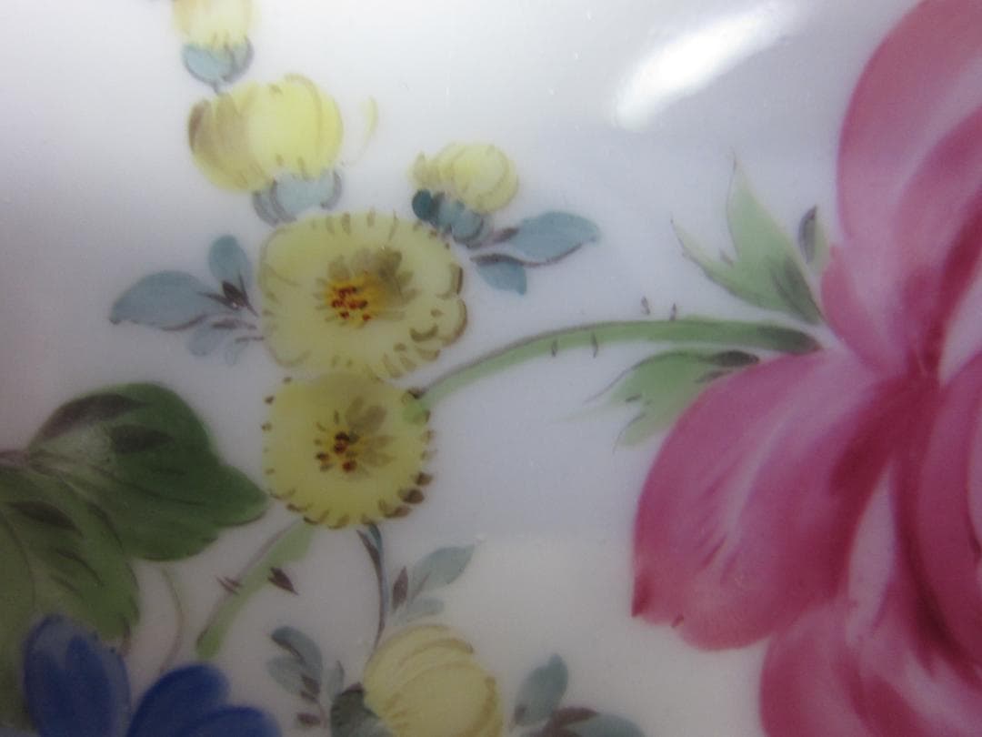 新品・未使用、一級品 マイセン三つ花（ピンクローズ） 20.0Φcm