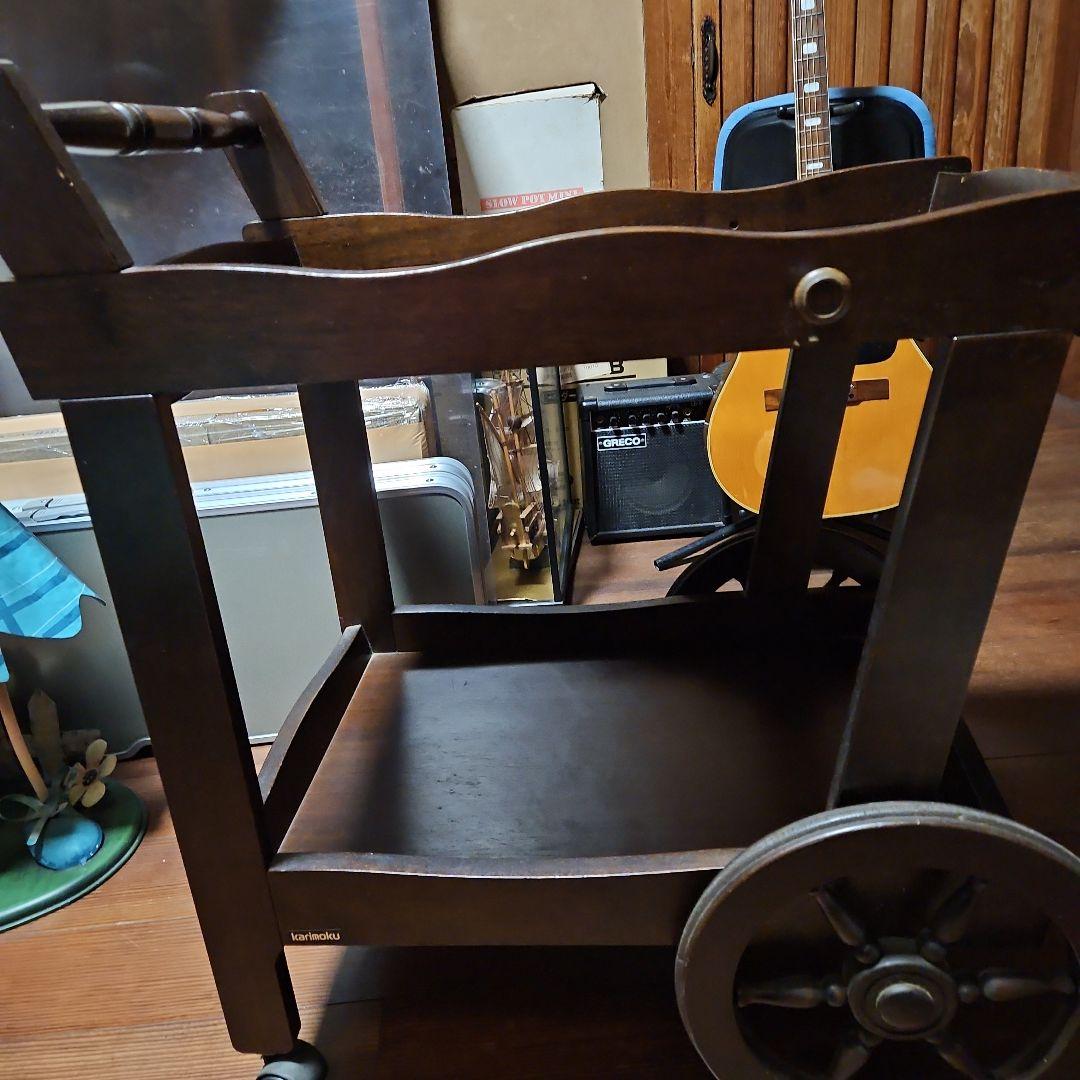 カリモク木製キッチンワゴン 2段式 キャスター付き - メルカリ