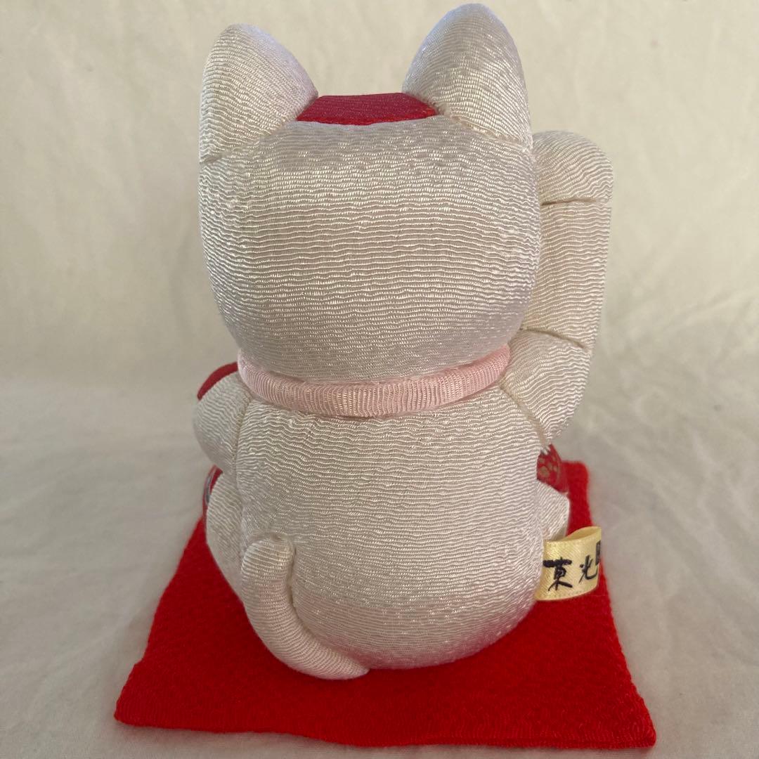 柿沼東光作　江戸木目込人形　招き猫（白）