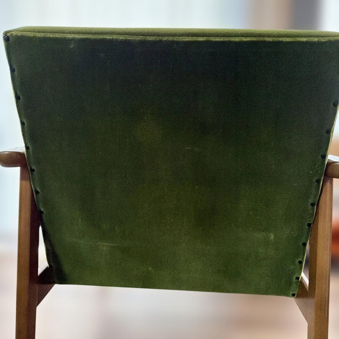 【座面のみ張替済】カリモク60 Kチェア 1シーター モケットグリーン（正規品）
