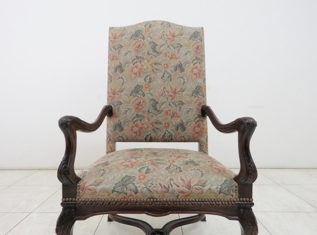 フランスアンティーク アームチェア ウォルナット ゴブラン織り バロック様式 ②