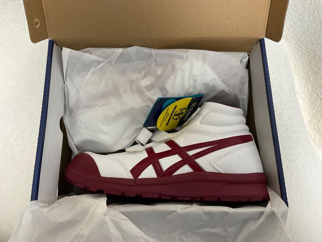 新品 アシックス ウィンジョブ CP302 ホワイト×バーガンディ 26.0cm