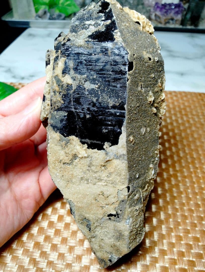 【純天然】★バーコード★★魔除け・厄除け★ 521ｇモリオン 黒水晶 原石