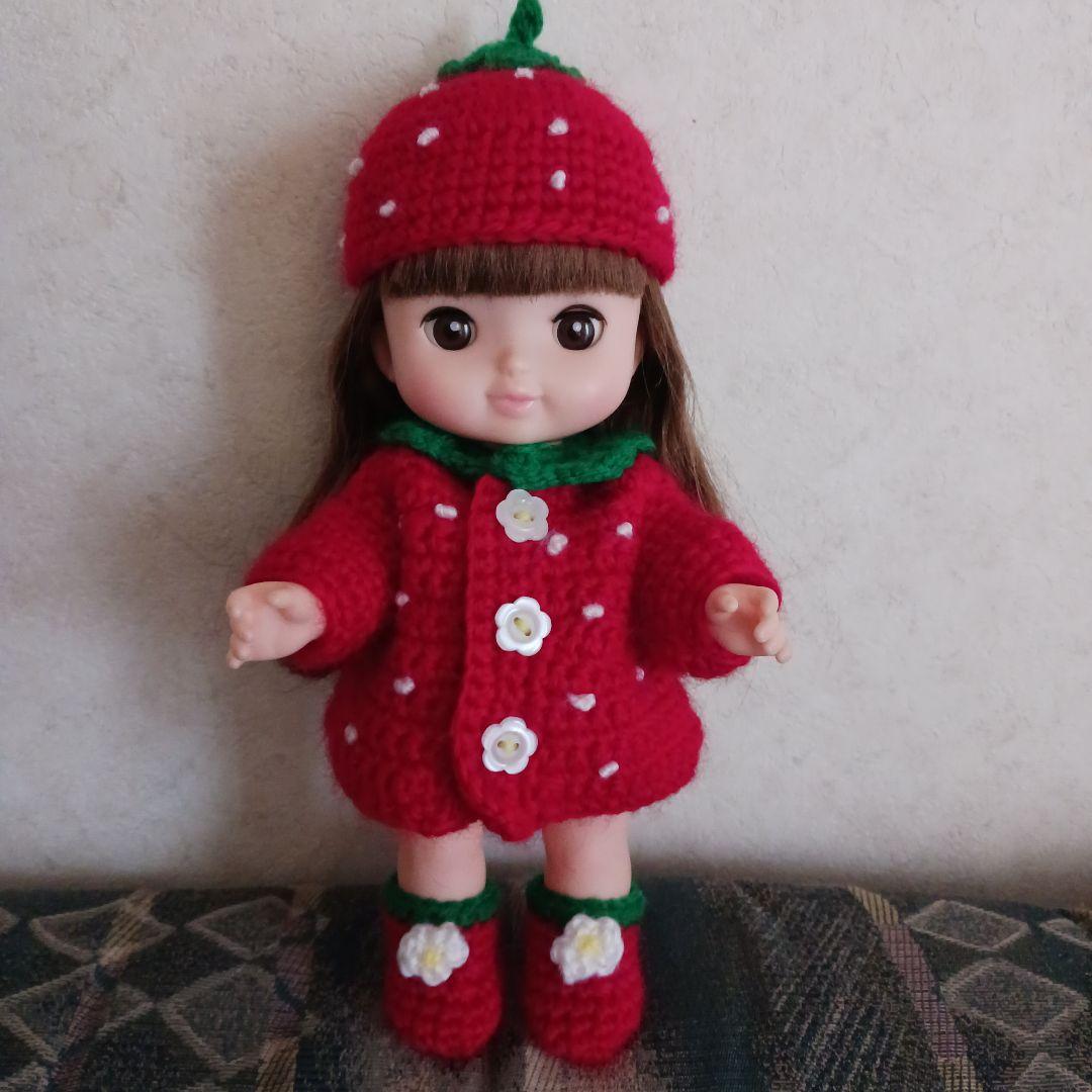 赤いちごニット帽子カーディガン靴☆メルちゃんレミン&ソラン人形用お