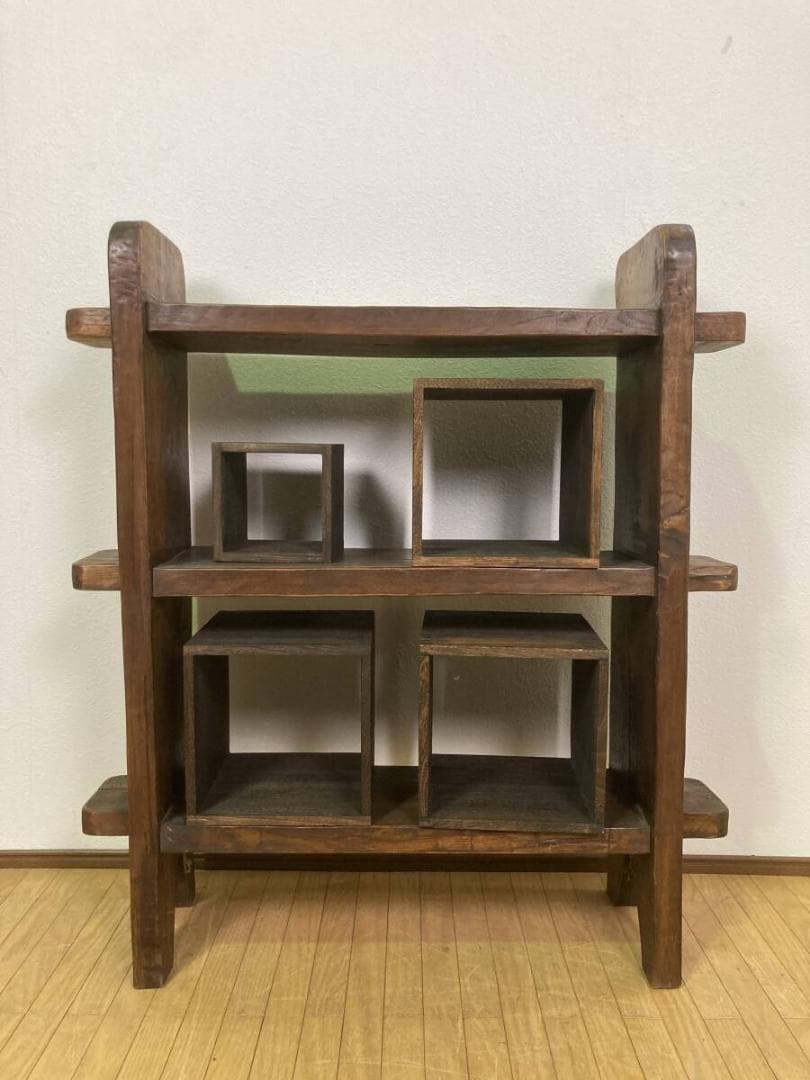 無垢 ディスプレイラック 木製 シェルフ 棚 オープンラック アジアン