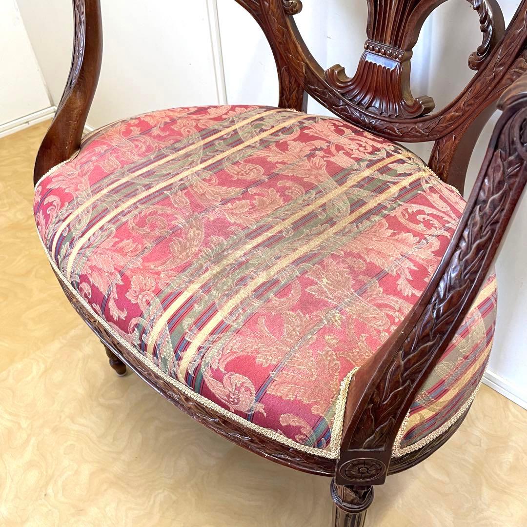 豪華 彫刻アームチェア① アンティーク調 ダイニングチェア チェア