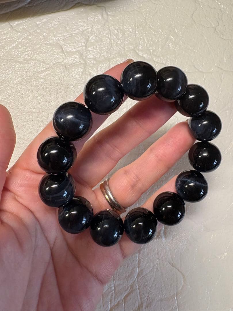 ♡高品質♡15ミリ　ブルーシラー　ブルータイガーアイ　ブレスレット