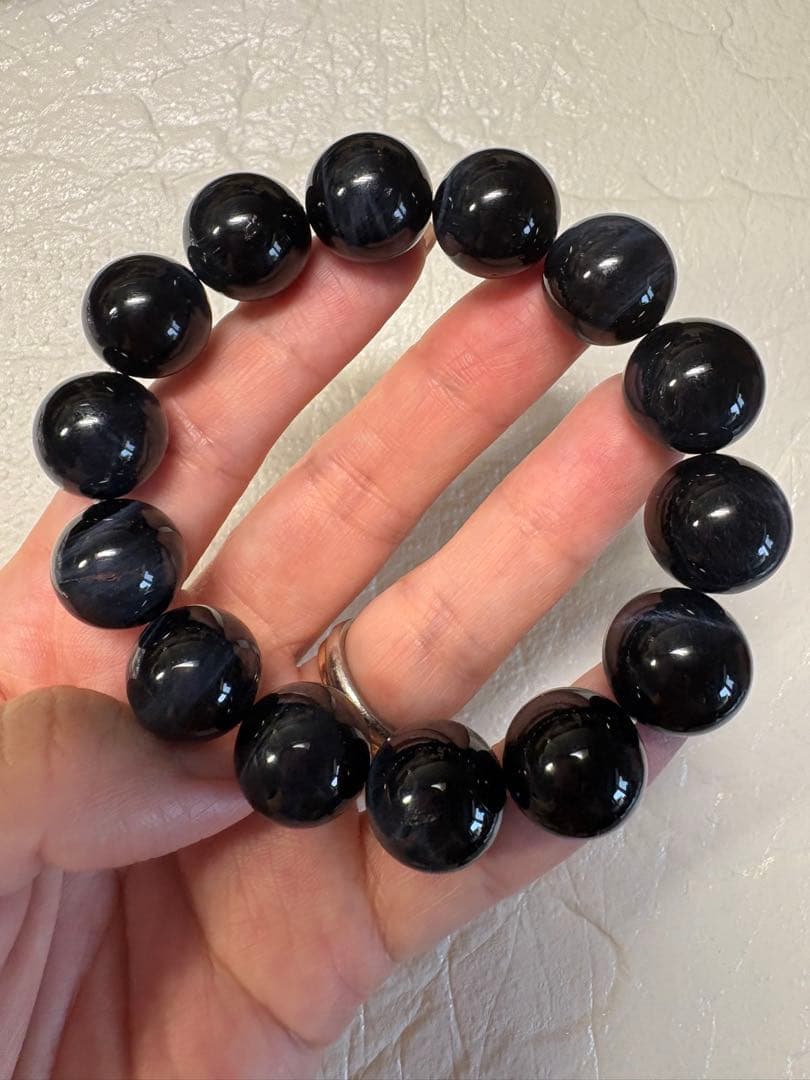 ♡高品質♡15ミリ　ブルーシラー　ブルータイガーアイ　ブレスレット