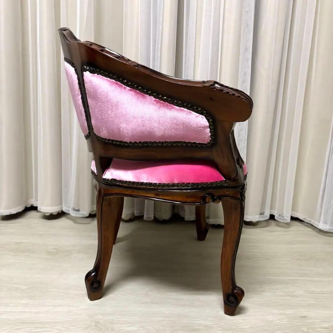 マホガニー材使用 ベネシア 1人掛けソファ ベロアピンク
