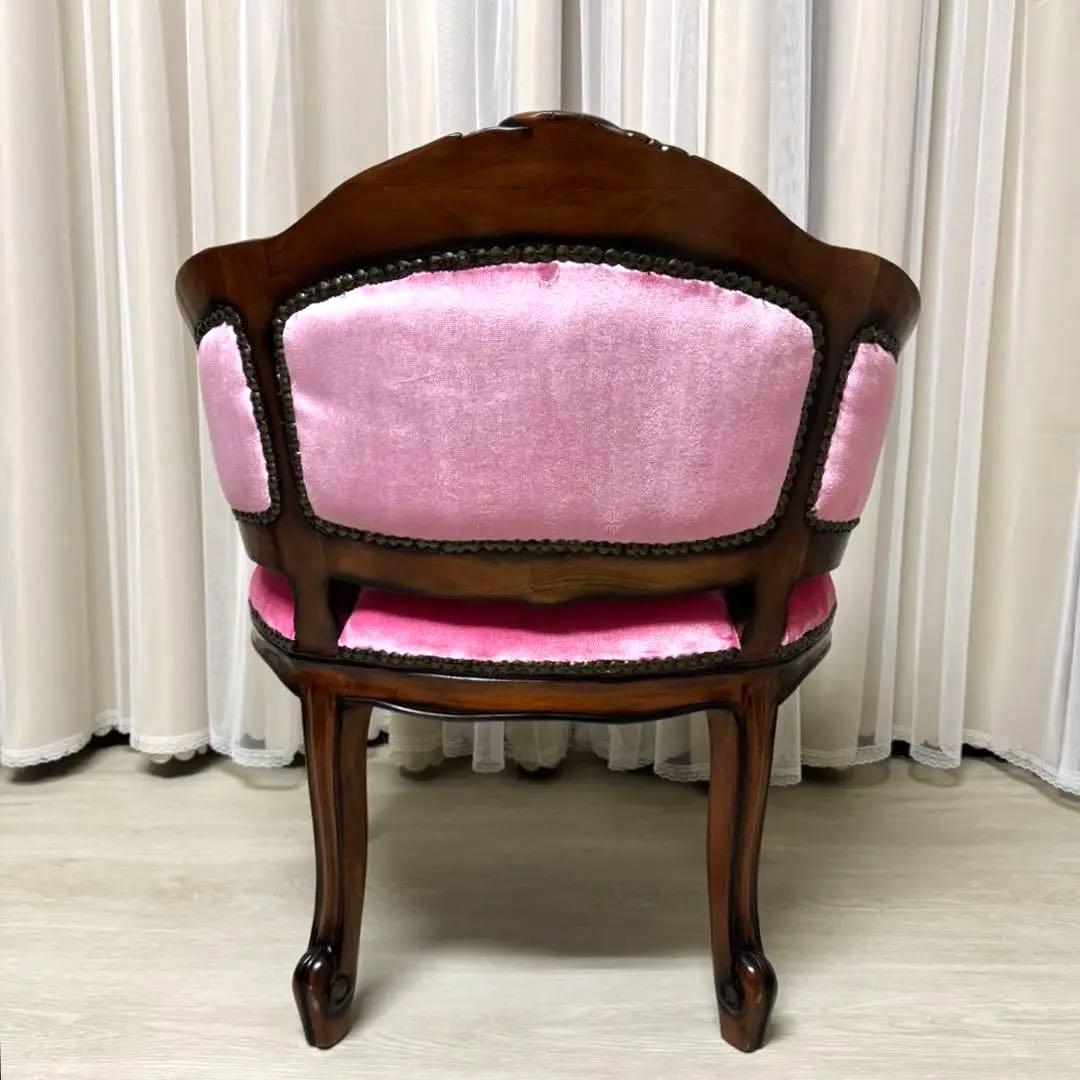 マホガニー材使用 ベネシア 1人掛けソファ ベロアピンク