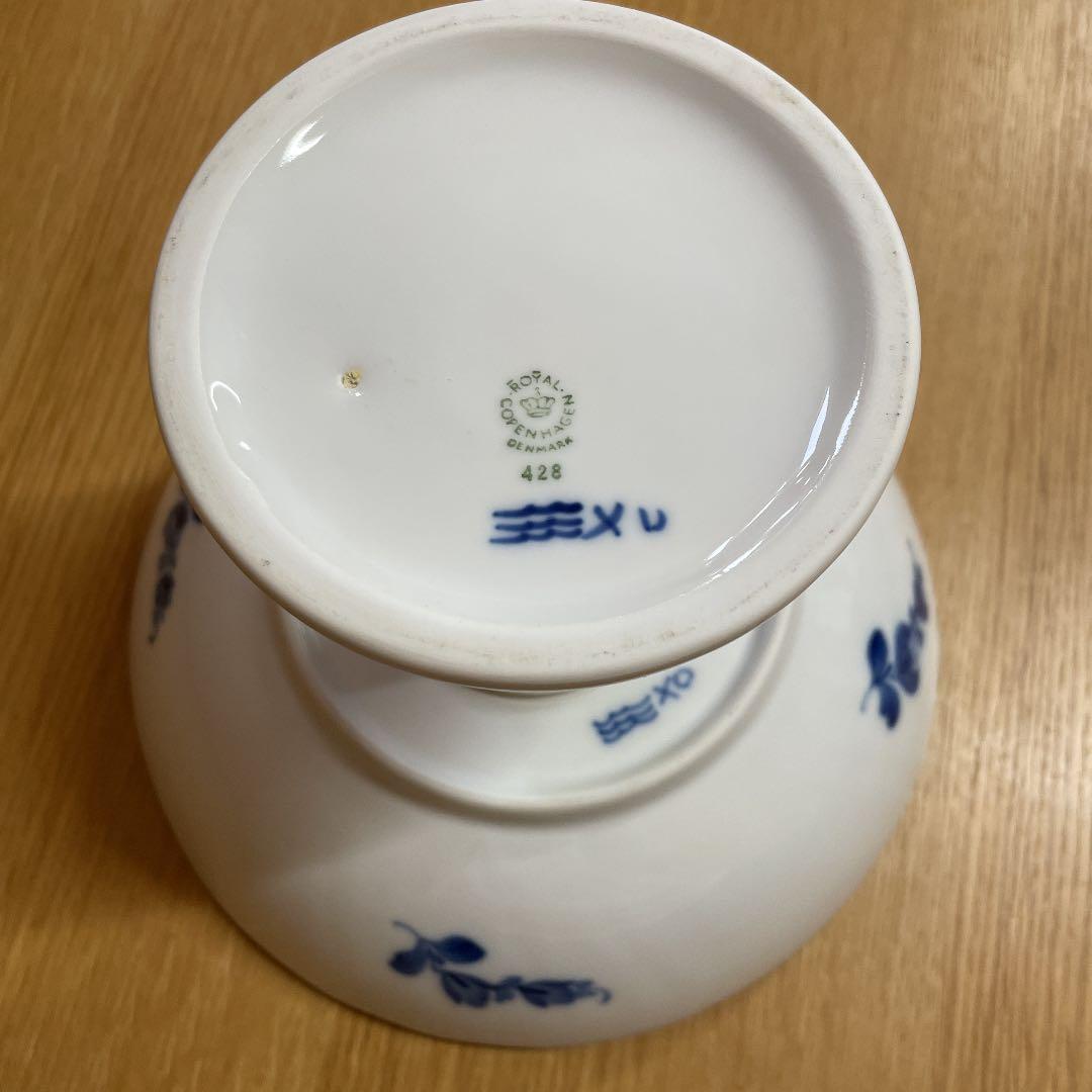 ロイヤルコペンハーゲン　コンポート皿　ブルーフラワー　カーブ