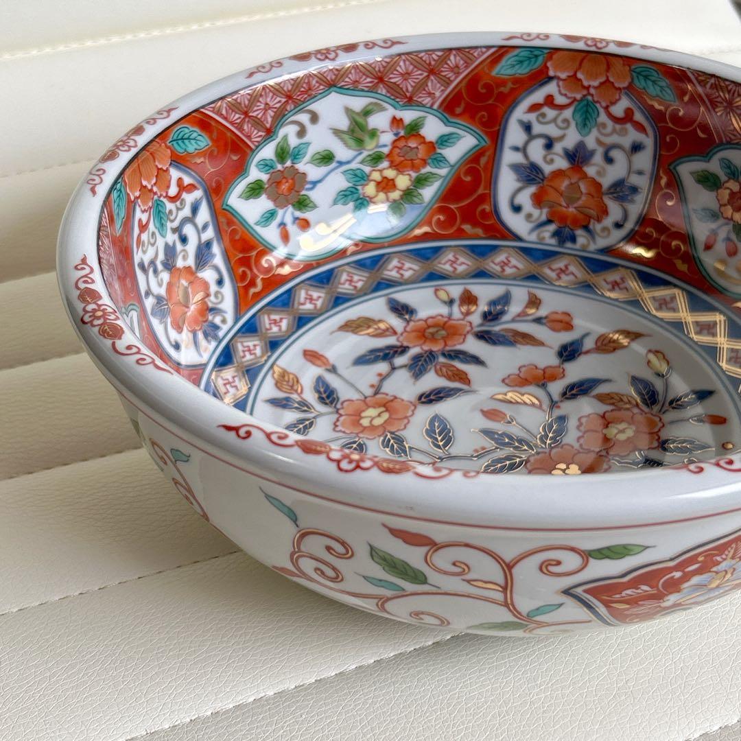 前畑陶器 庫山窯 金彩赤絵牡丹文 盛鉢 大鉢 菓子鉢 深鉢 丼鉢 古伊万里