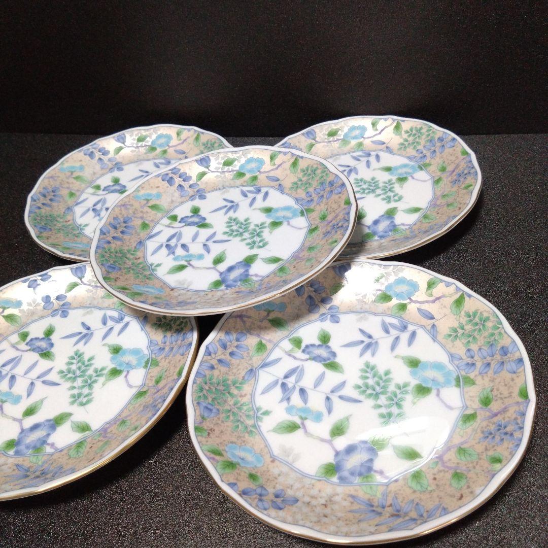 未使用 美濃焼 庫山窯 銘々皿5枚中皿　お祝い