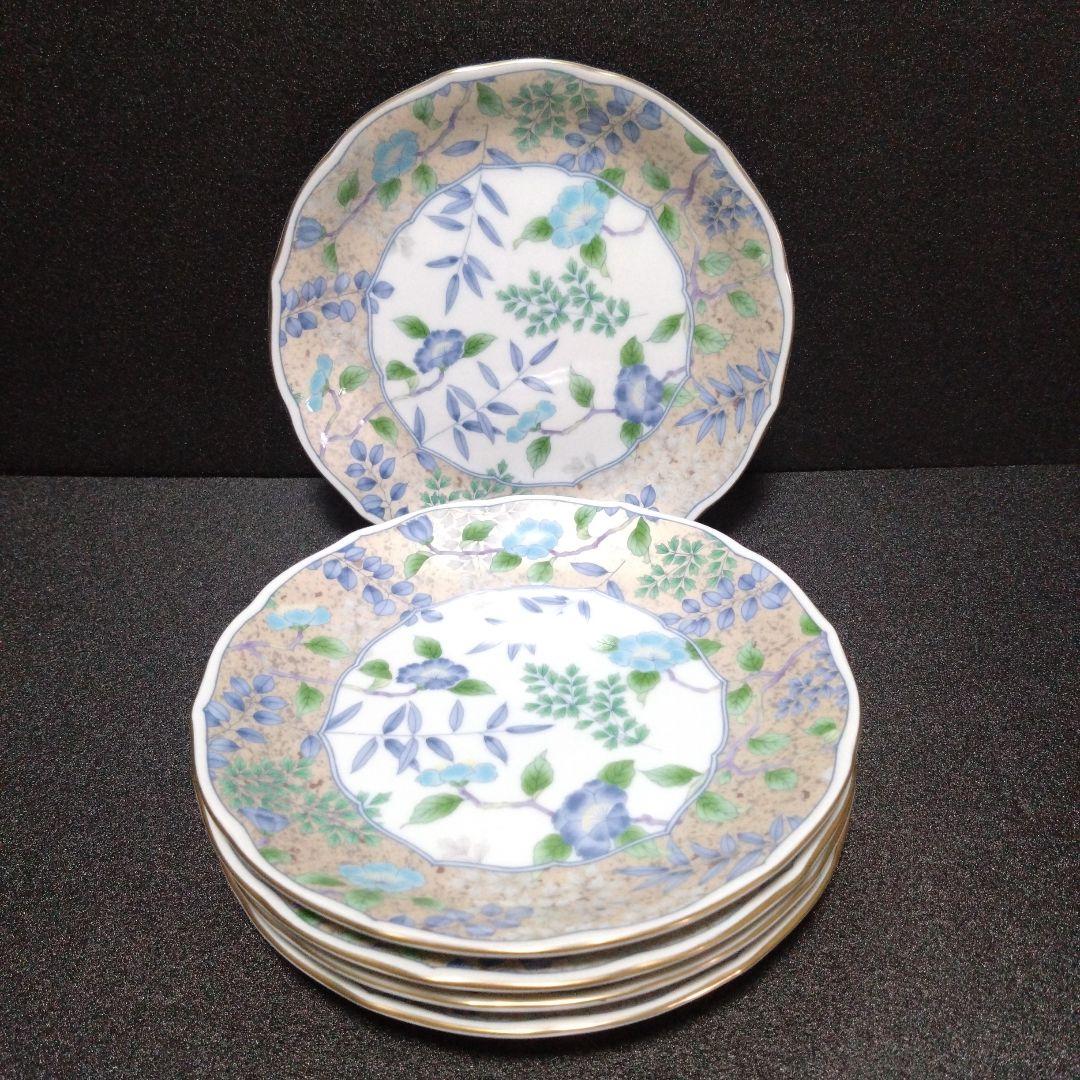 未使用 美濃焼 庫山窯 銘々皿5枚中皿　お祝い