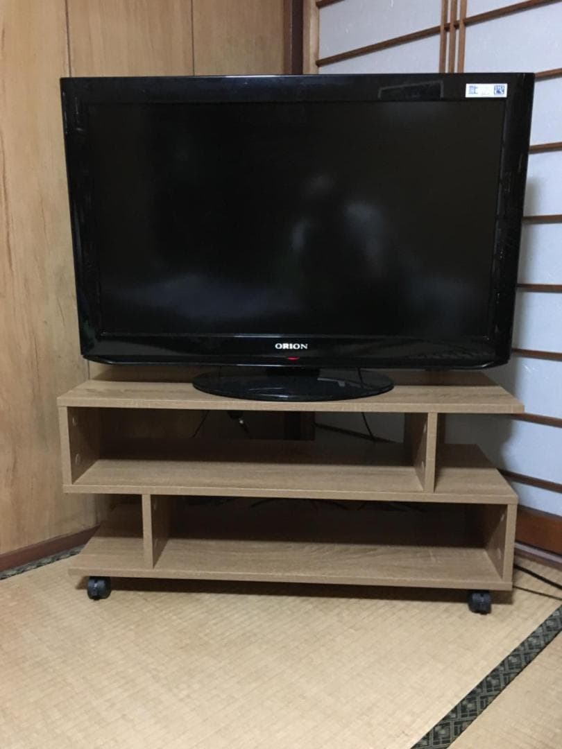 ナチュラル ローボード おしゃれS型テレビ台 キャスター付