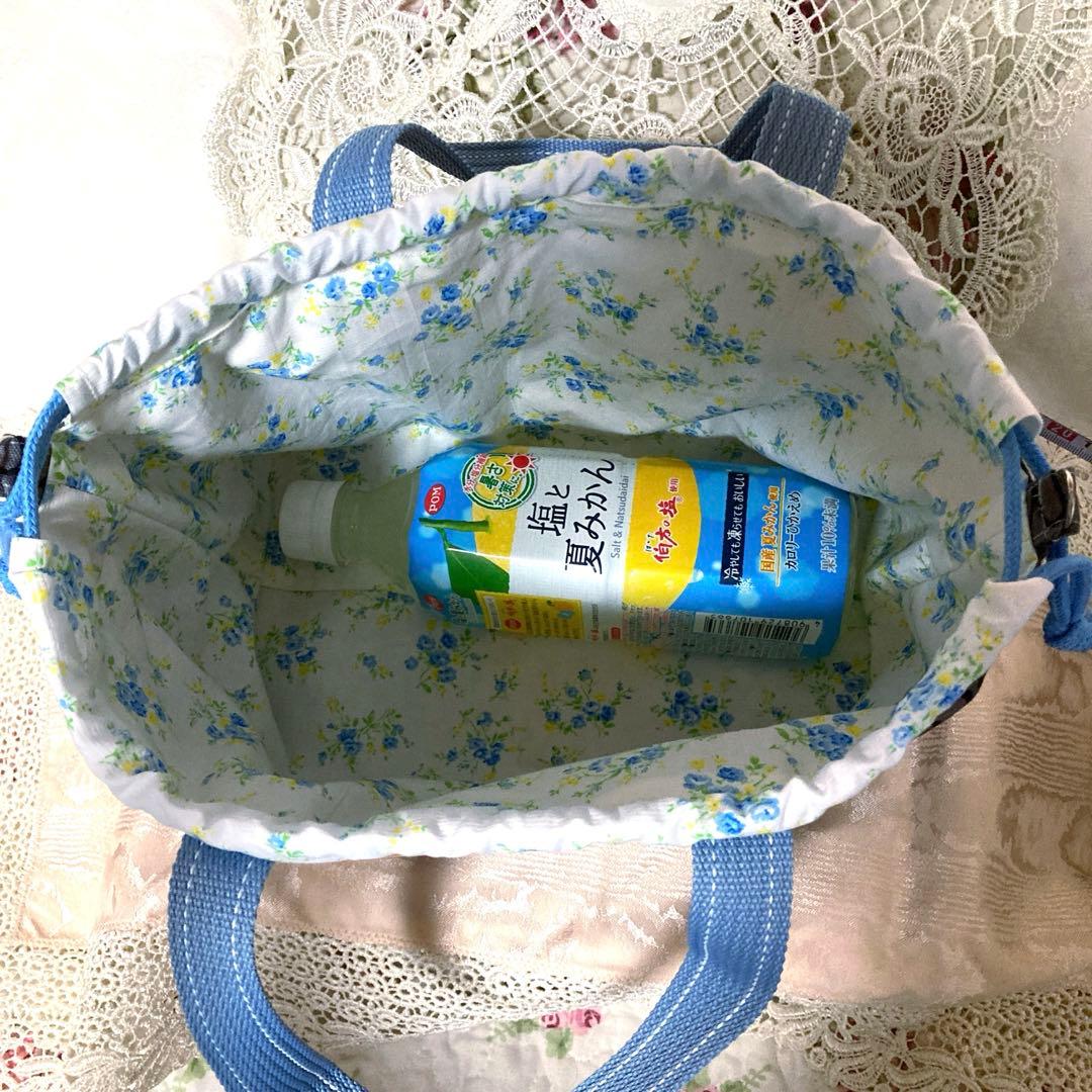 巾着トートバッグ　リボンのパピヨンちゃん