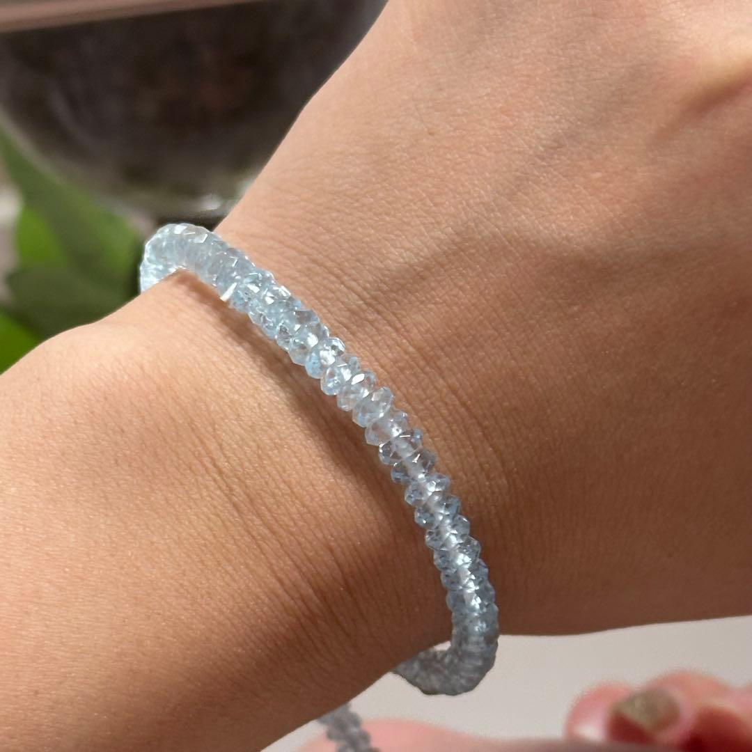 極上グレード【高品質】ブルートパーズ ブレスレット 天然石 美しい 11月誕生石