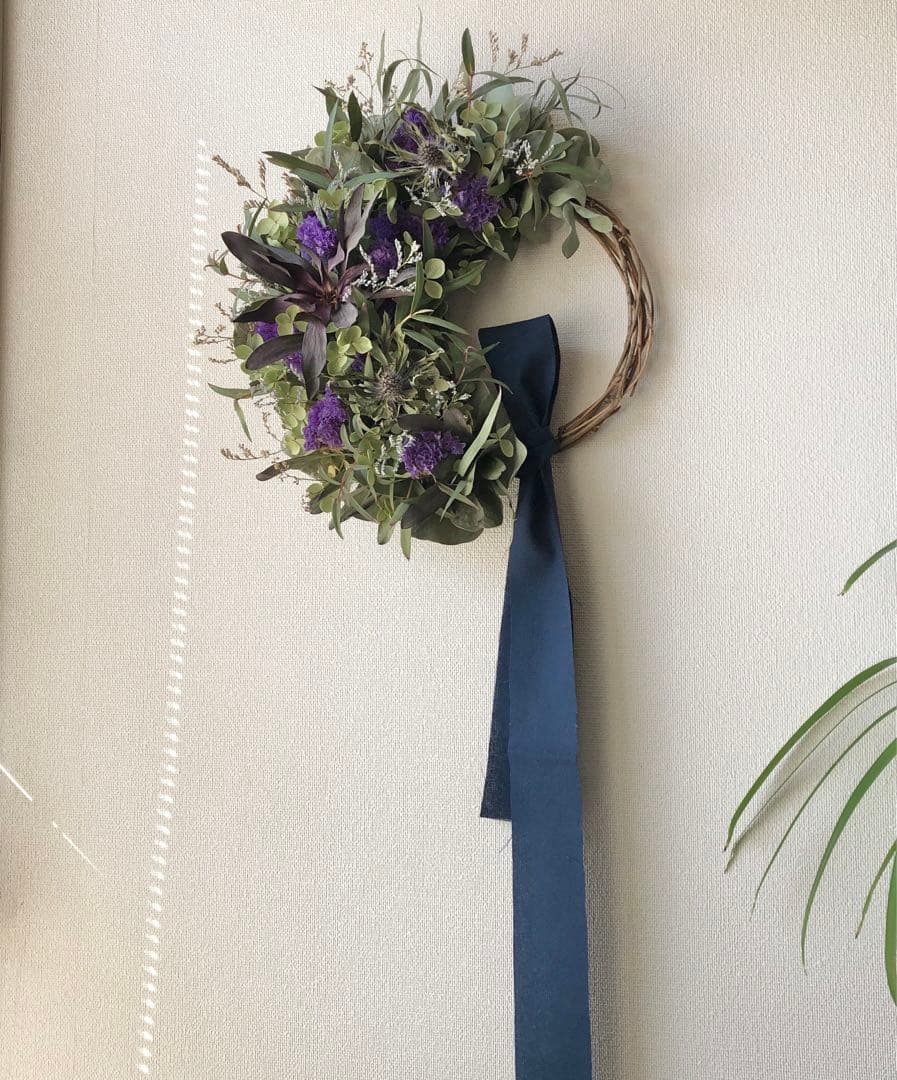 ＊Natural＊ユーカリとリューカのパープルリース☆ドライフラワーリース