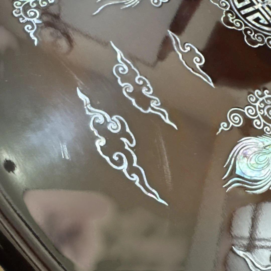 韓国伝統工芸 螺鈿細工 貝殻細工 鳳凰 螺鈿台 アンティーク家具