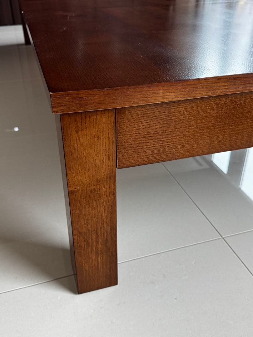 3段階伸縮　145・175・205cm木製ローテーブル　ダークブラウン