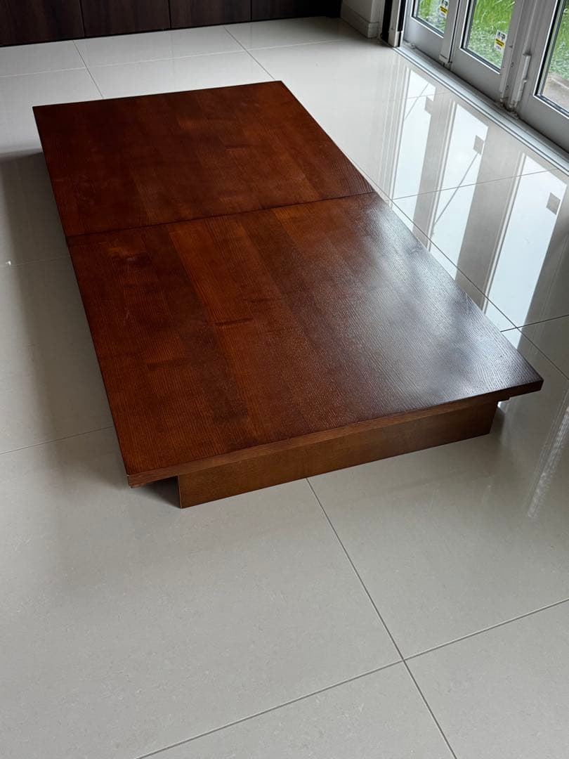 3段階伸縮　145・175・205cm木製ローテーブル　ダークブラウン