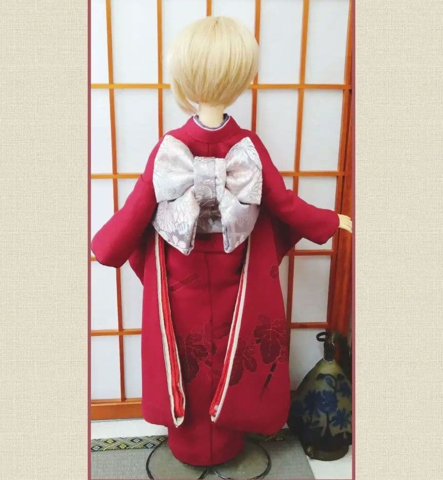 HM　SDサイズお振り袖セット　臙脂ｘ葡萄