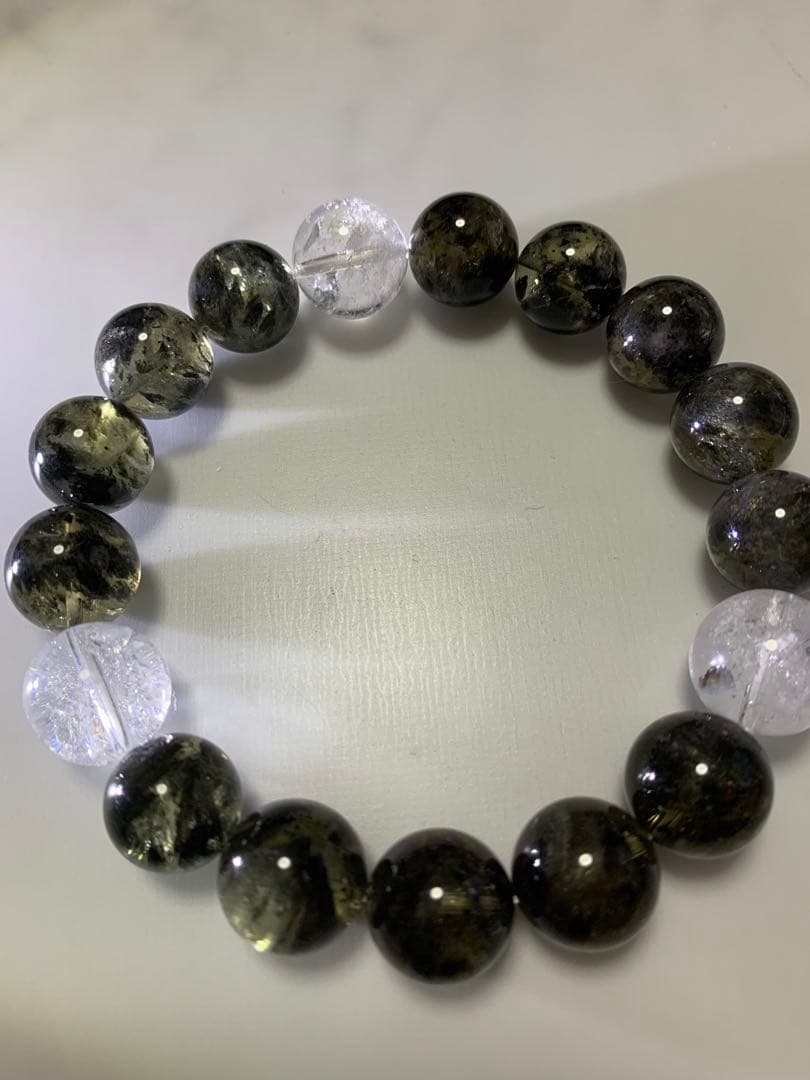 オーラライト14ミリ　水晶15ミリ　ブレスレット　内径20