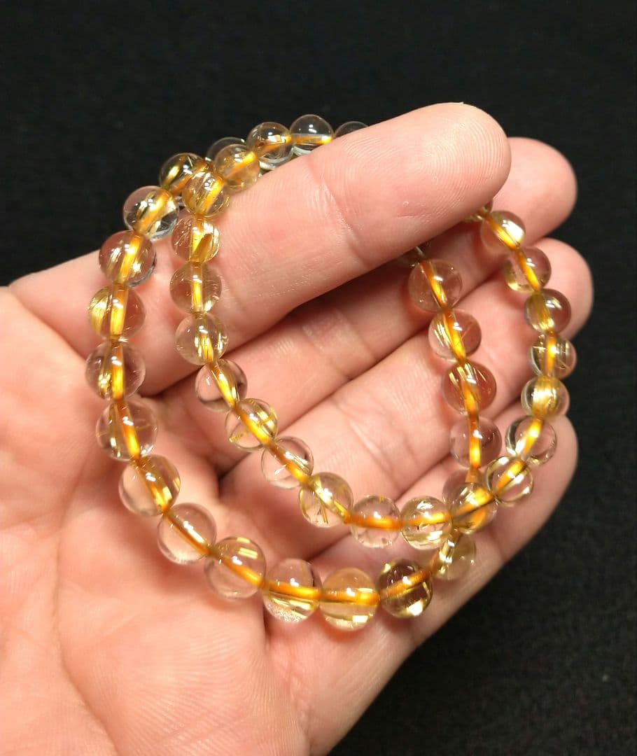 【透明度抜群】ゴールドタイチンルチル《２本セット》ブレスレット　金運仕事運勝負運