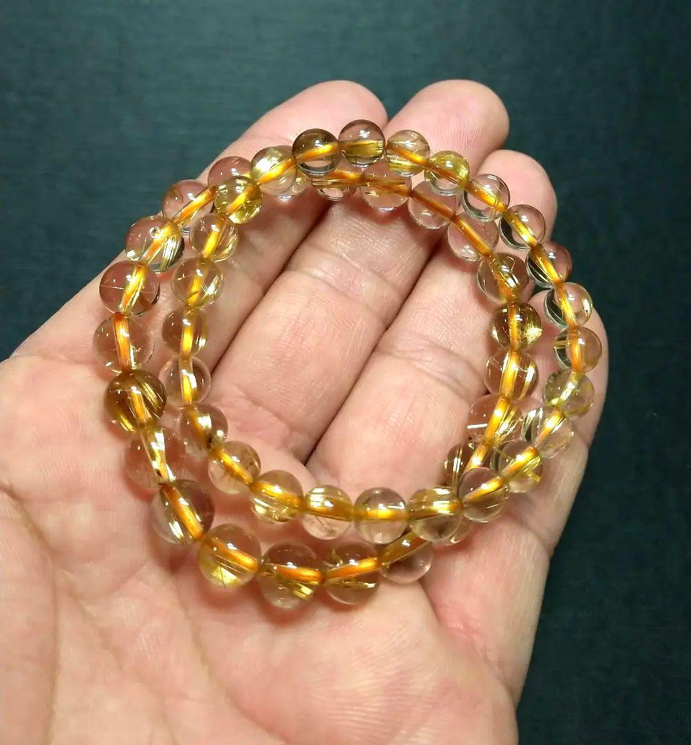 【透明度抜群】ゴールドタイチンルチル《２本セット》ブレスレット　金運仕事運勝負運