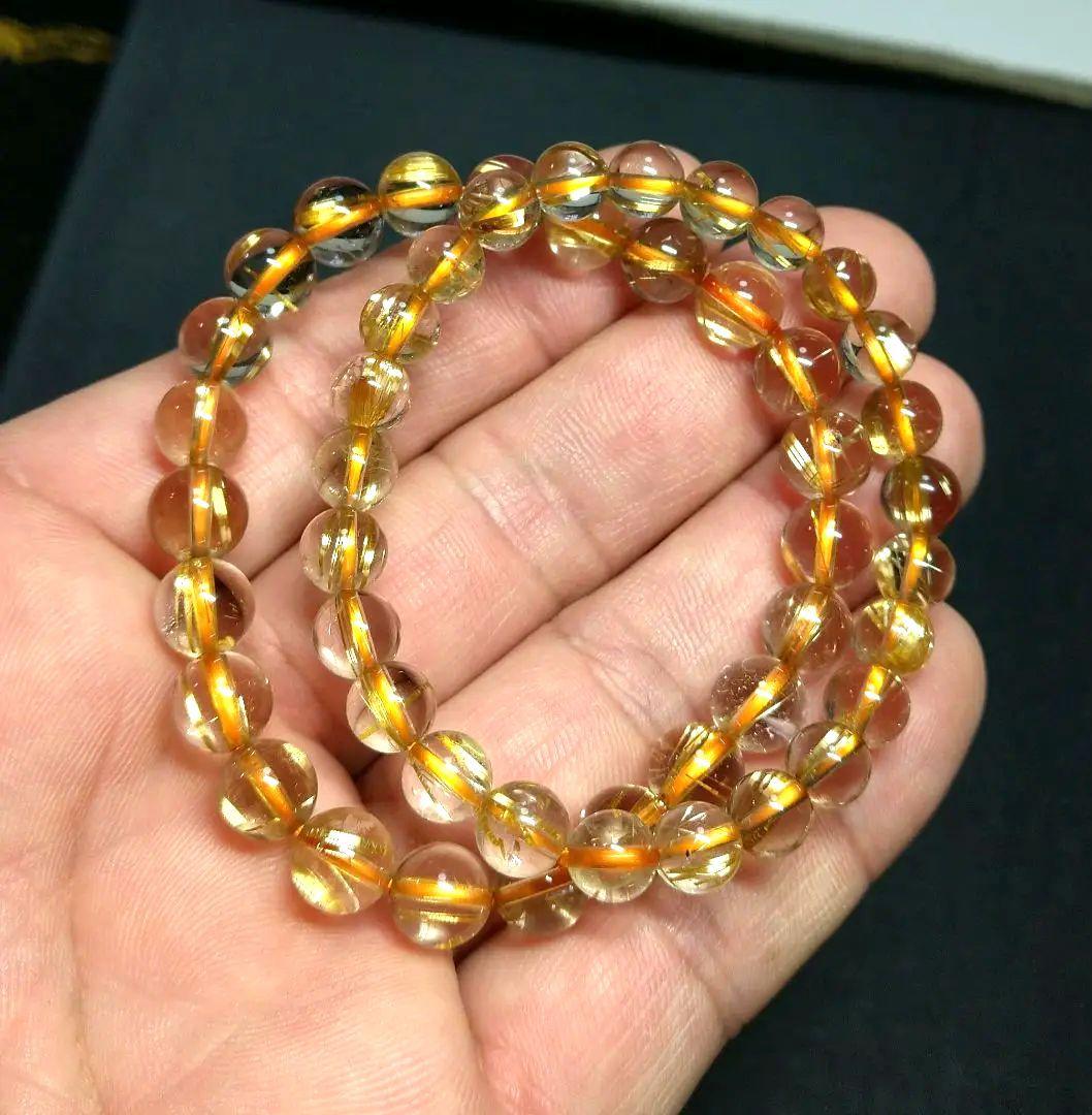 【透明度抜群】ゴールドタイチンルチル《２本セット》ブレスレット　金運仕事運勝負運