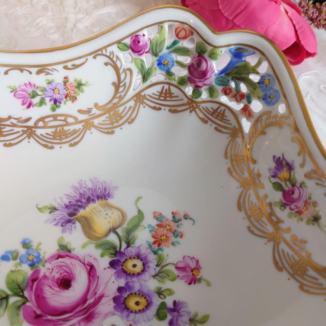 ドレスデン　カールティーメ工房　ハンドペイント　プレート　バスケット