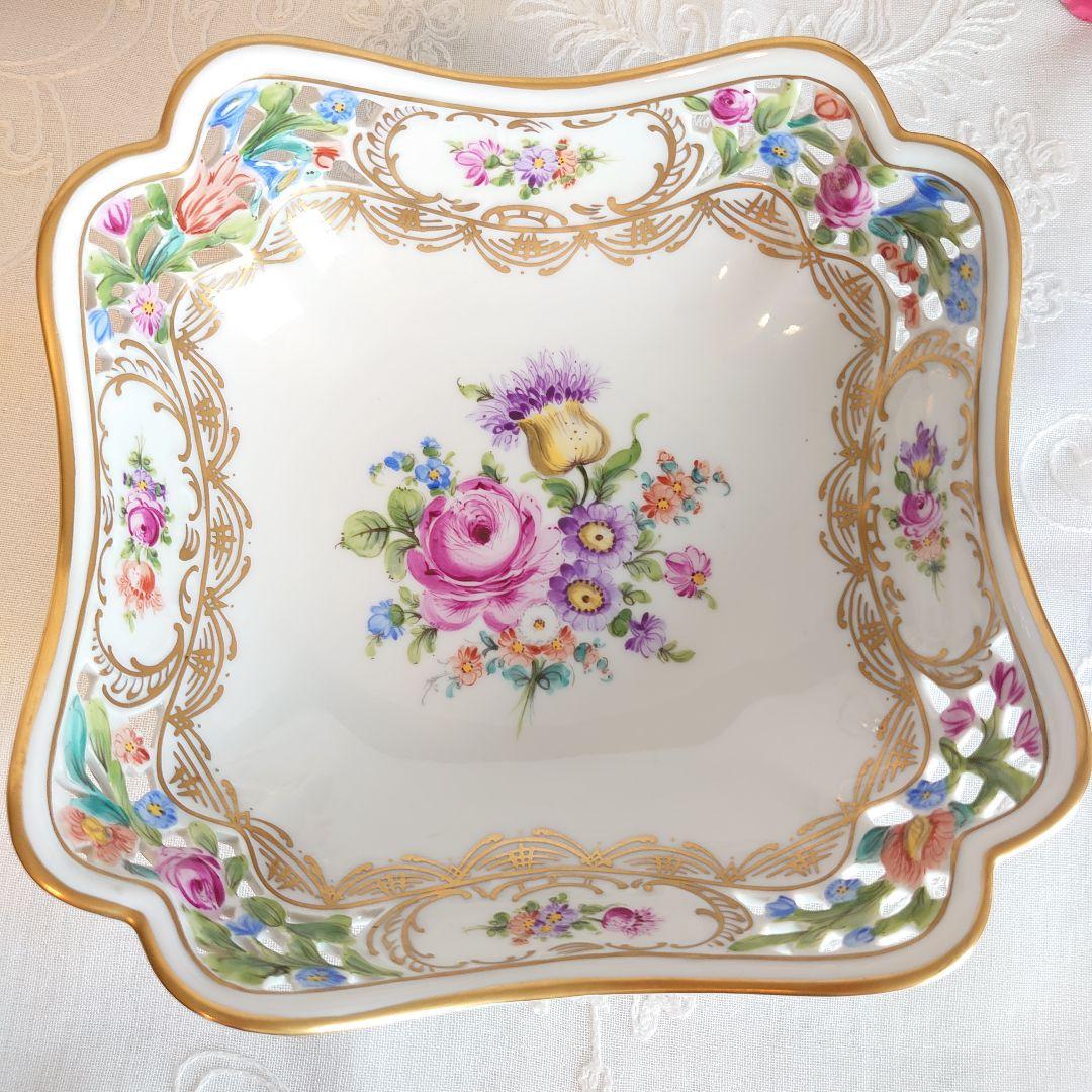 ドレスデン　カールティーメ工房　ハンドペイント　プレート　バスケット