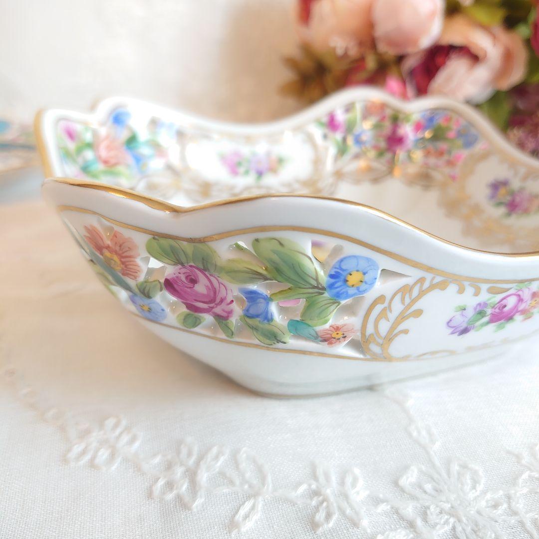 ドレスデン　カールティーメ工房　ハンドペイント　プレート　バスケット