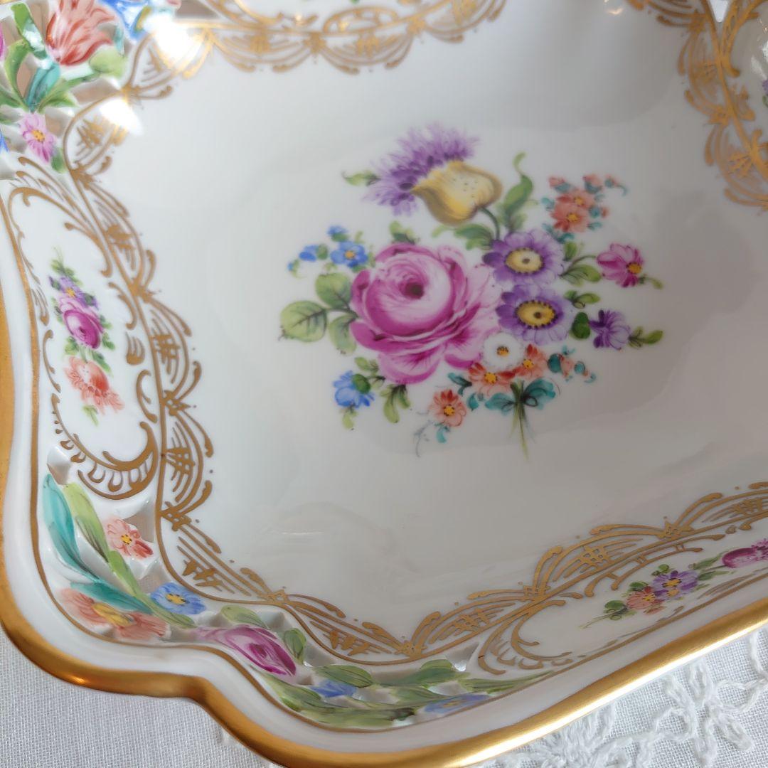 ドレスデン　カールティーメ工房　ハンドペイント　プレート　バスケット