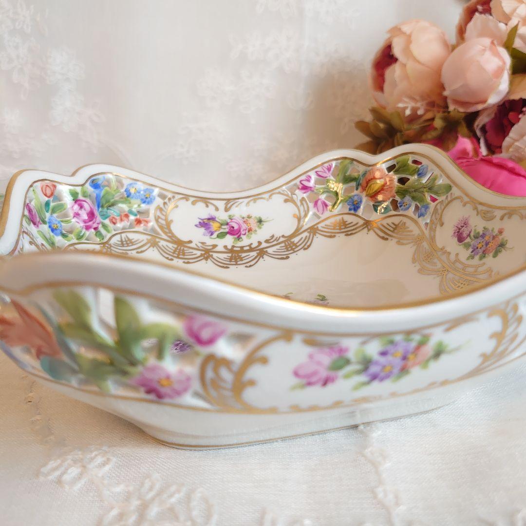 ドレスデン　カールティーメ工房　ハンドペイント　プレート　バスケット