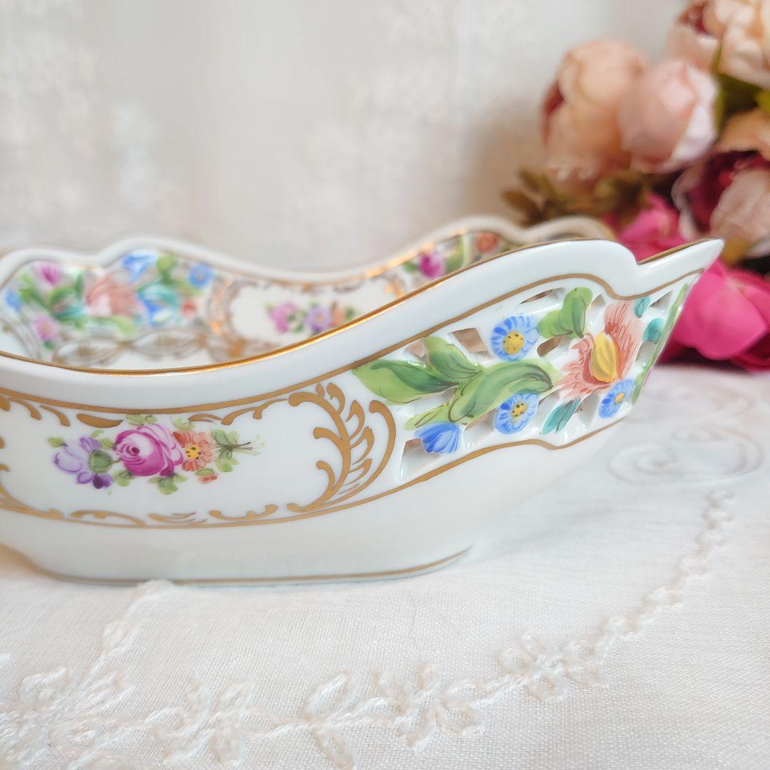 ドレスデン　カールティーメ工房　ハンドペイント　プレート　バスケット