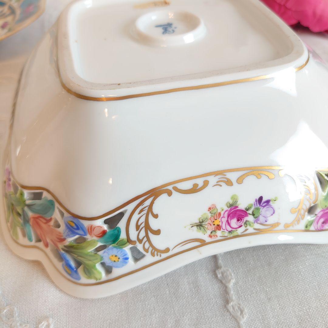 ドレスデン　カールティーメ工房　ハンドペイント　プレート　バスケット