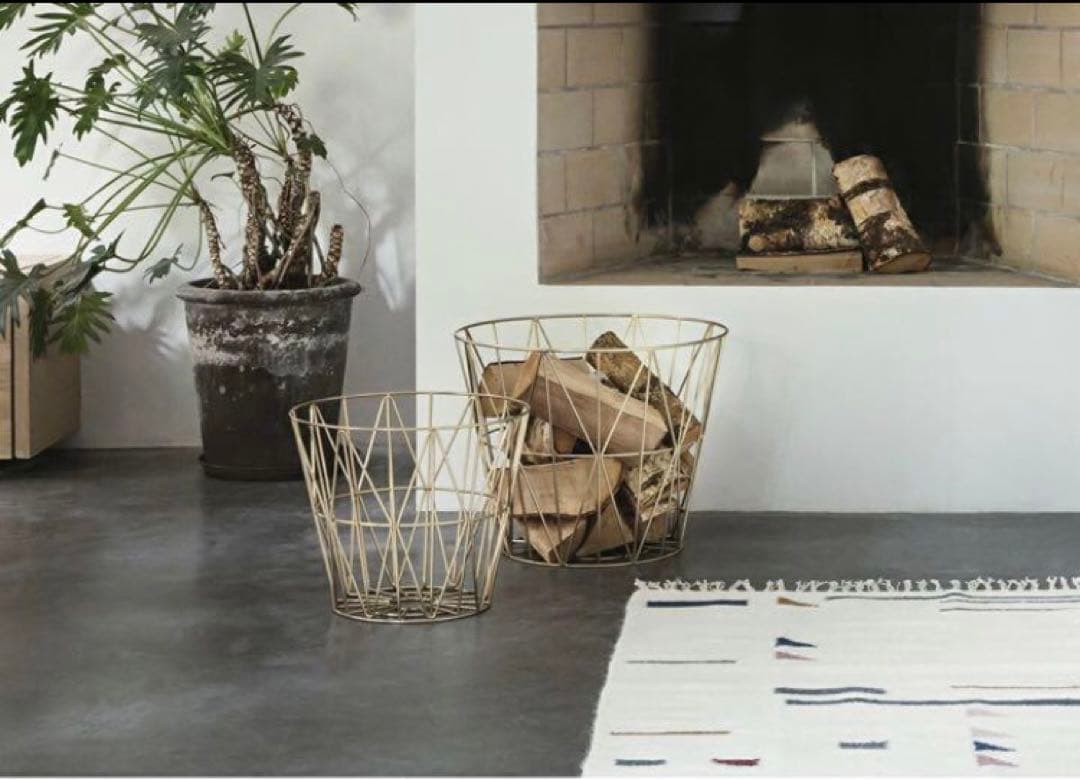 ferm LIVING ファームリビング ワイヤーバスケット S ブラス　真鍮