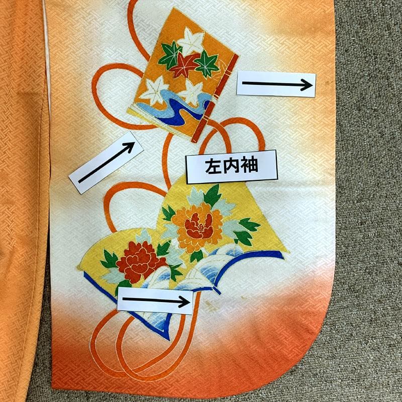 602ag25□七五三 七歳 女児 着物&袋帯&長襦袢 金彩 冊子□状態良好