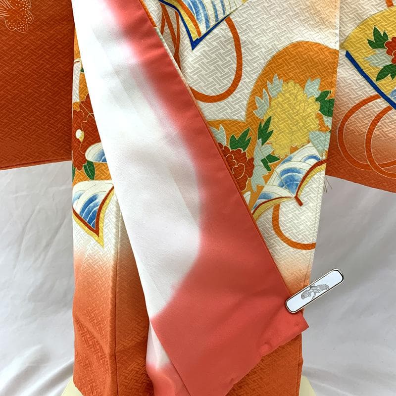 602ag25□七五三 七歳 女児 着物&袋帯&長襦袢 金彩 冊子□状態良好