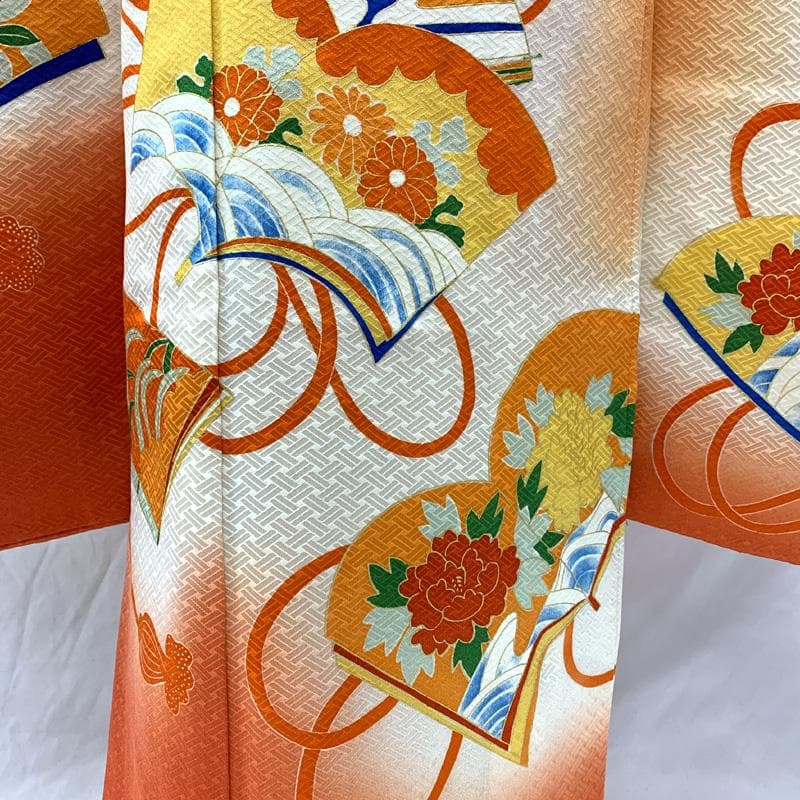 602ag25□七五三 七歳 女児 着物&袋帯&長襦袢 金彩 冊子□状態良好