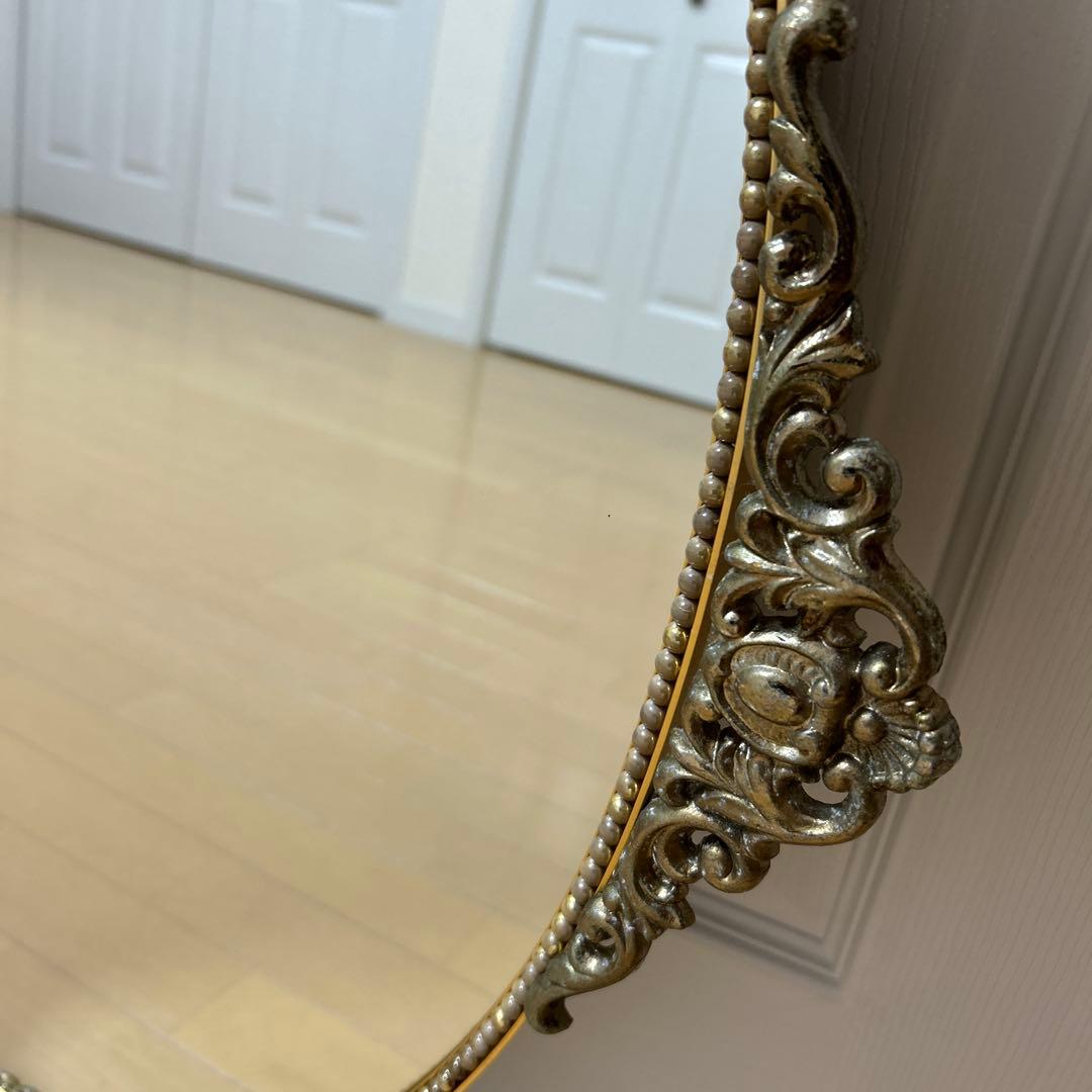 ★vintageミラー鏡アンティーク調 ウォールミラー 壁掛け 楕円大型 美容室