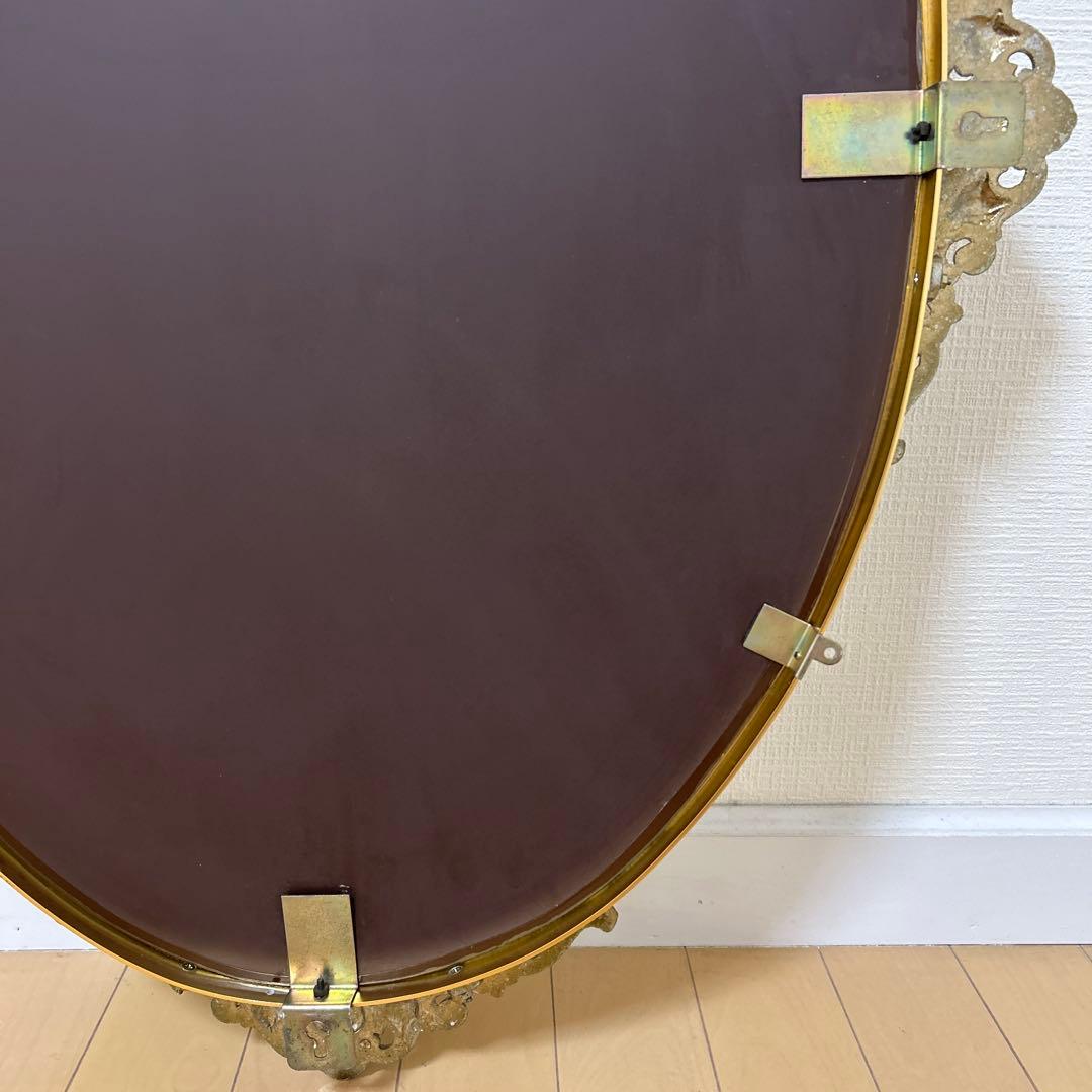 ★vintageミラー鏡アンティーク調 ウォールミラー 壁掛け 楕円大型 美容室